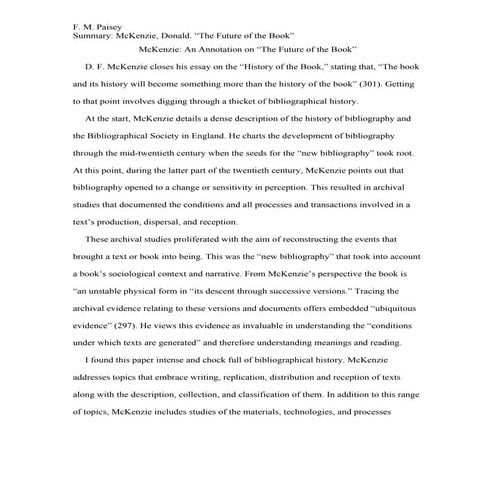 Mc kenzie history of the book_annotation