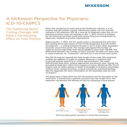  A McKesson Perspective for Physicians ICD-10 CM/PCS