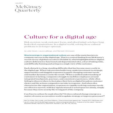 McKinsey Culture for a Digital Age | PDF
