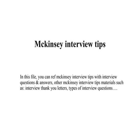 Mckinsey interview tips
