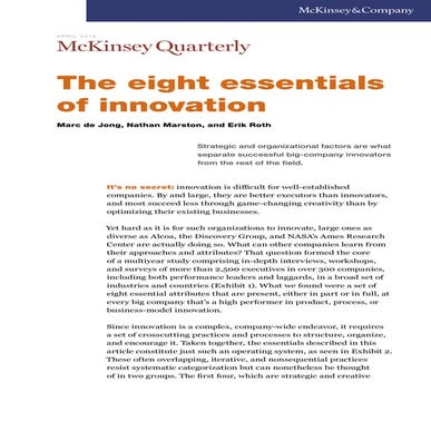 Mc kinsey the eight essentials of innovation