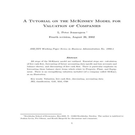 Mckinsey tutorial on valuations