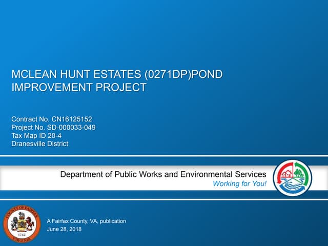 McLean Hunt Estates Pond Improvement Project PPT McLean Hunt Estates Pond Improvement Project PPT