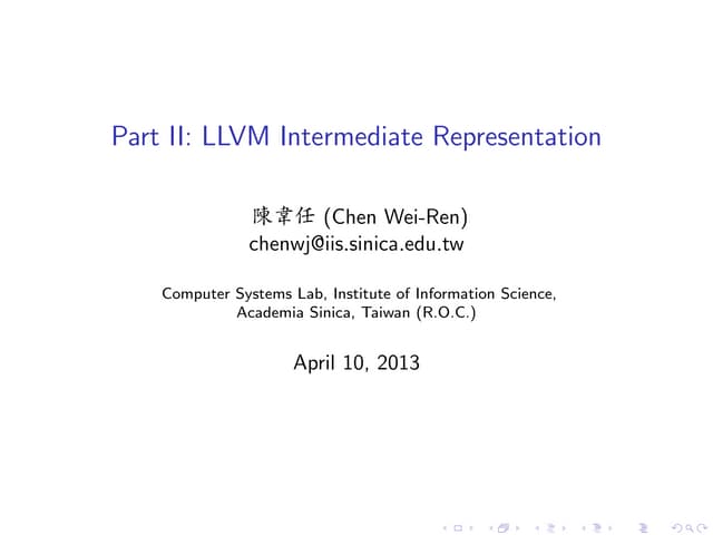 Part II: LLVM Intermediate Representation