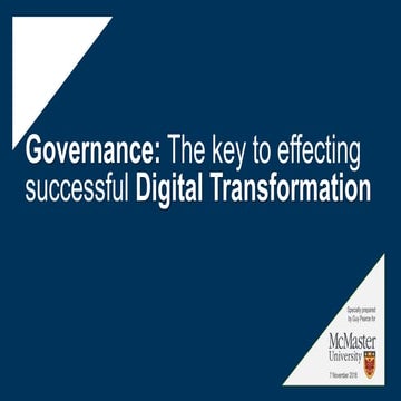 Governance: The key to effecting successful Digital Transformation