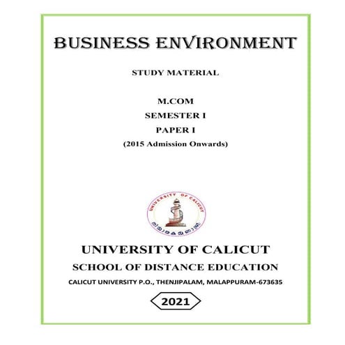 Mcom business environment notes