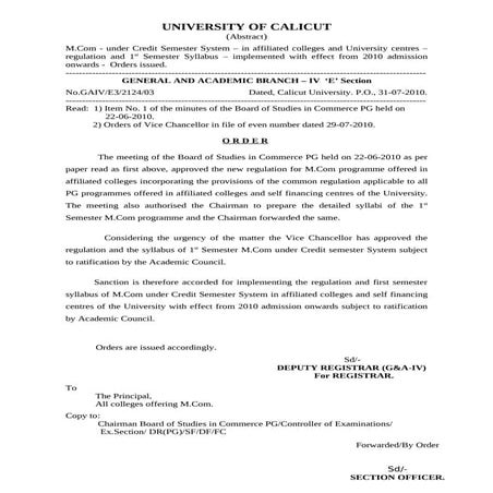 Mcom syllabus for calicut university