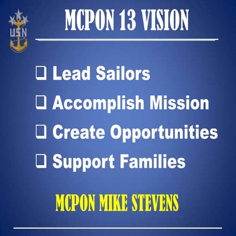 Mcpon Stevens Vision  focus areas