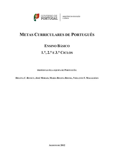 Metas Curriculares de Português