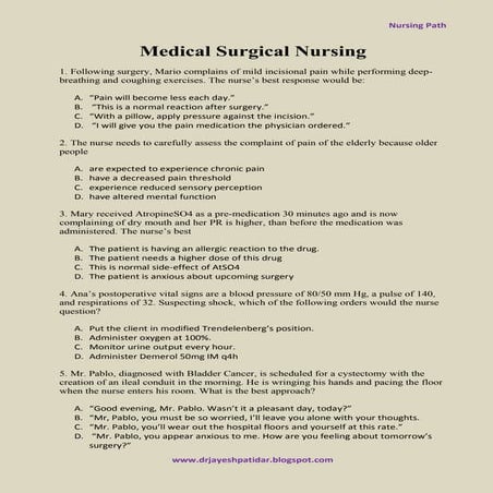 MCQ. Medical-surgical Nursing
