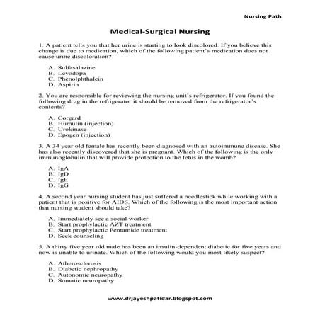 Mcq. medical surgical nursing