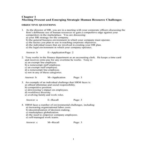 Mcq based on cases hrm