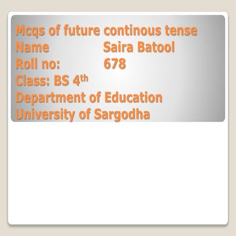 Mcq of future continous tense (3)