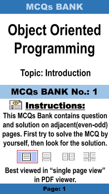Multiple Choice Questions On Java Object Oriented Programming Bank 1 Multiple Choice Questions On Java Object Oriented Programming Bank 1