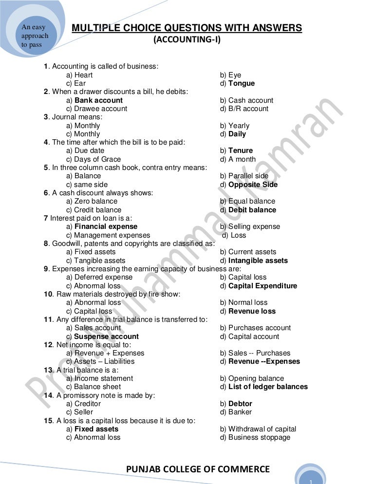 Mcq's 01 accounting