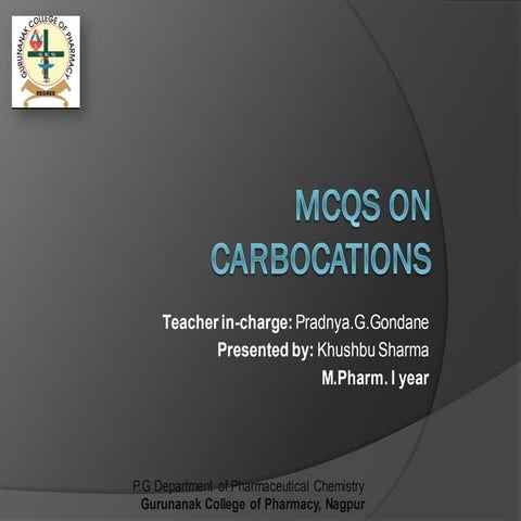 Mcqs on carbocations