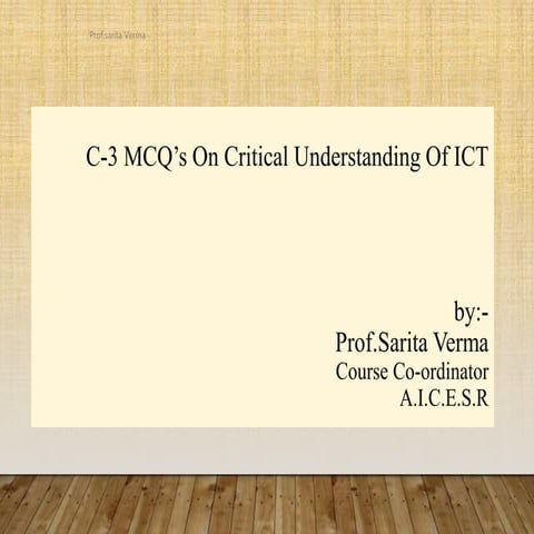 MCQ's on Information and Communication Technology
