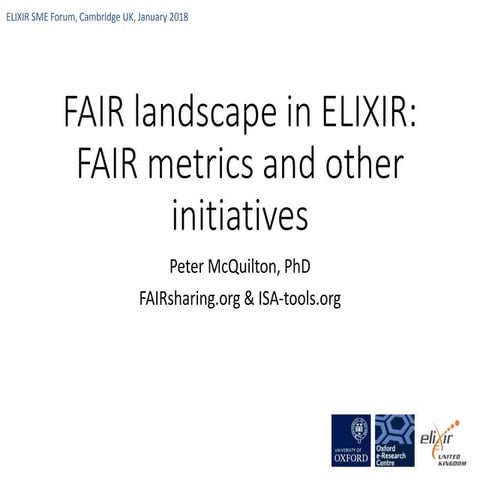 FAIR landscape in ELIXIR: FAIR metrics and other initiatives