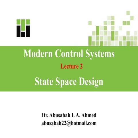 Lecture Two in Modern Control Systems for under_graduate students