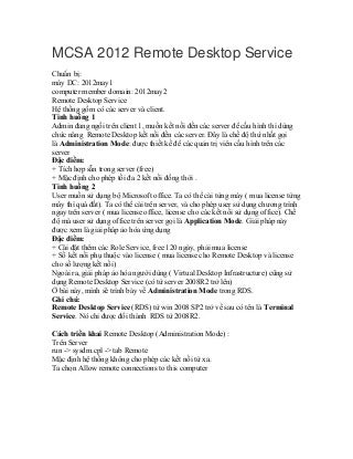 Mcsa 2012 remote desktop service