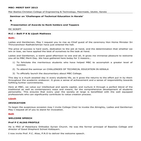 Master of Ceremony Script | PDF