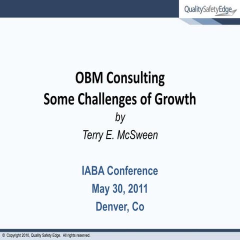 OBM Consulting - Some Challenges of Growth