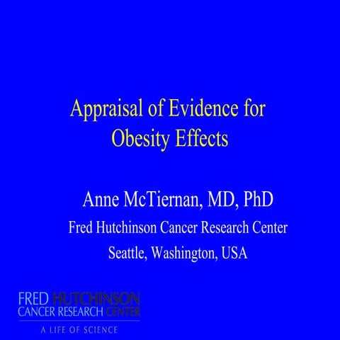 Impact of Weight Change on Cancer Prognosis - Professor Andrew G ...