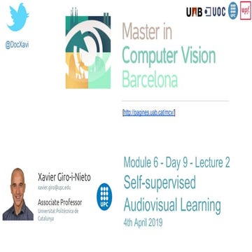 Self-supervised Audiovisual Learning - Xavier Giro - UPC Barcelona 2019
