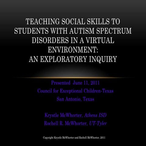 Teaching Social Skills to Students with Autism Spectrum Disorders in Virtual ...