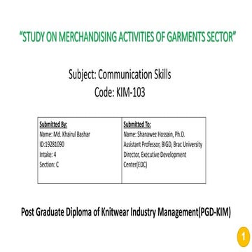 Study on Merchandising Activities of Garments Sector