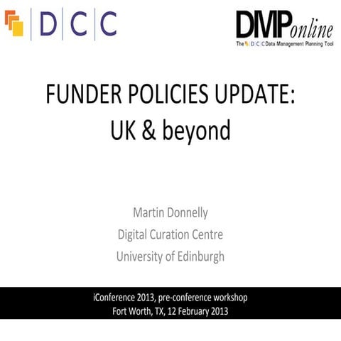 Data management planning: UK policies and beyond