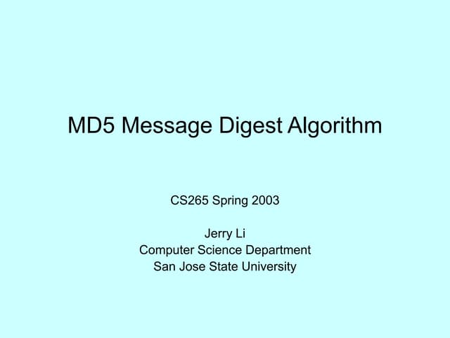 introduction to MD5 Massage Digest Algorithm.ppt