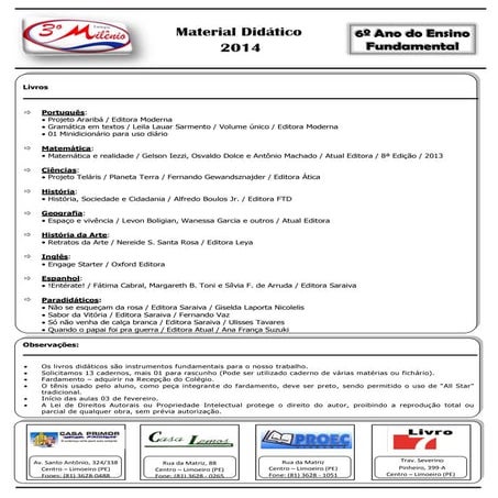 Material Didático 6º ano ¦ ano 2014 - 3º milênio | PDF