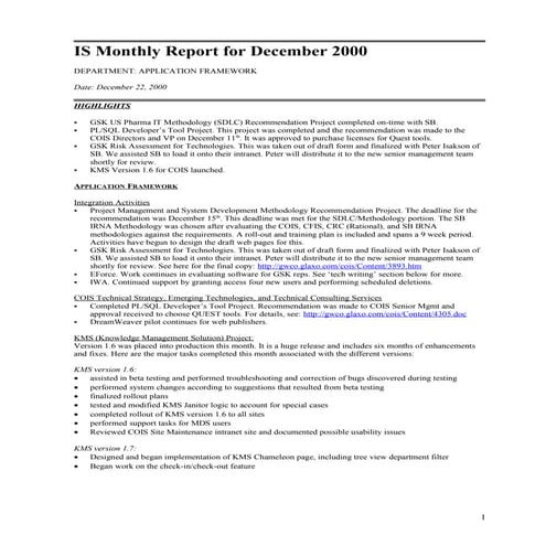 Monthly Status Report - old