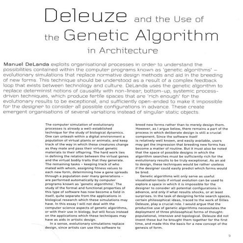 M de landa: deleuze and use of ga in architecture