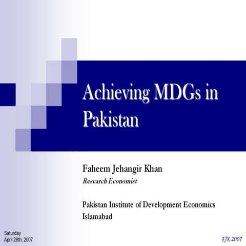 Achieving MDGs in Pakistan 