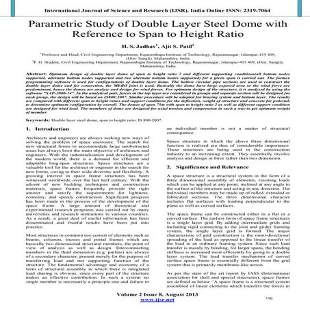 Parametric Study of Double Layer Steel Dome with Reference to Span to Height ...