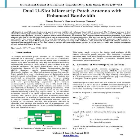 Dual U-Slot Microstrip Patch Antenna with Enhanced Bandwidth