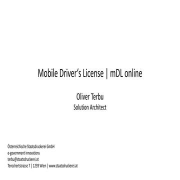 OpenID Foundation Workshop at EIC 2018 - Mobile Driver's License Presentantion
