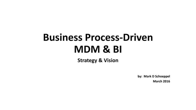MDM & BI Strategy For Large Enterprises