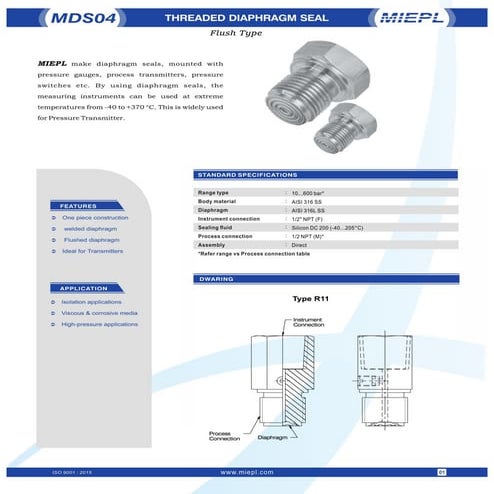 MDS04 Threaded Diaphragm Seal Flush Type Miepl.pdf