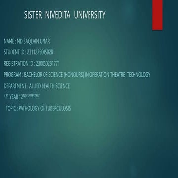 Pathalogy of tuberculosis by md saqlain Umar