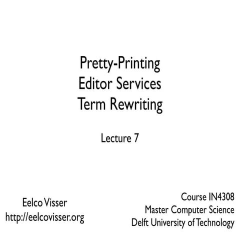 Model-Driven Software Development - Pretty-Printing, Editor Services, Term Re...