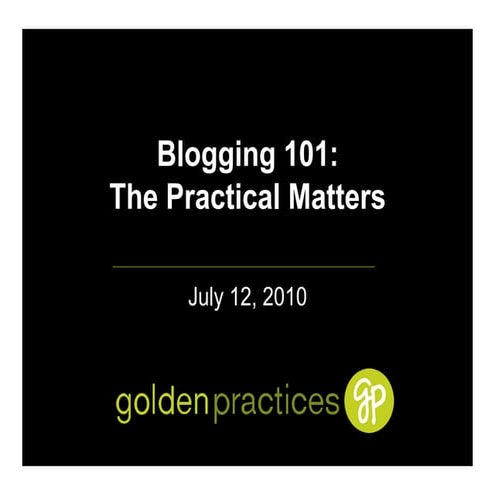 Blogging: The Practical Matters | PDF