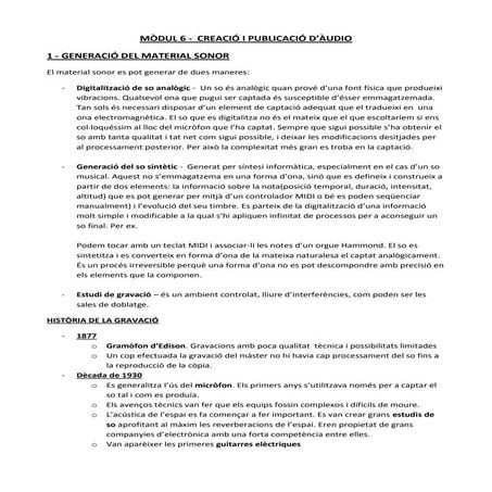 Tractament i Publicació d'Àudio - Resum mòdul 6