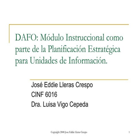 MóDulo Instruccional Del AnáLisis Dafo