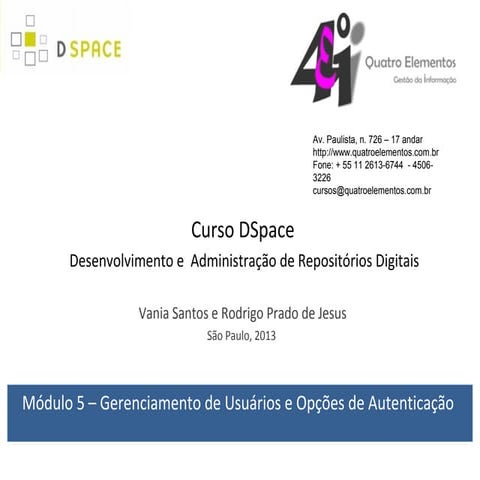 Módulo 05 Gerenciamento de usuários e opções de autenticação