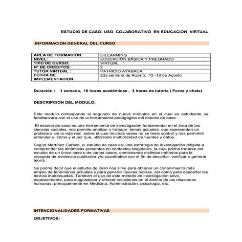 Estudio de caso - PROPUESTA DE CAPACITACION | DOCX