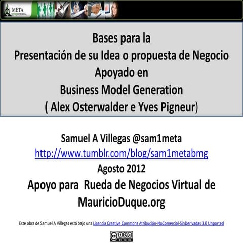Business Model Canvas, como apoyo para Presentar Ideas de Negocios