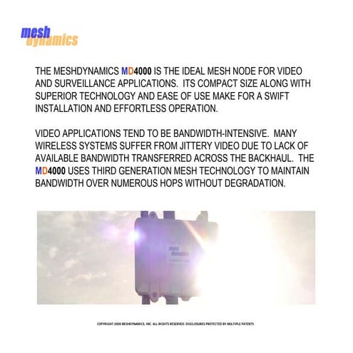 MeshDynamics Mesh Networks - Video Surveillance